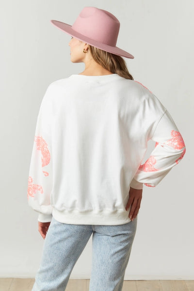 White & Pink Sequin Tiger Pullover