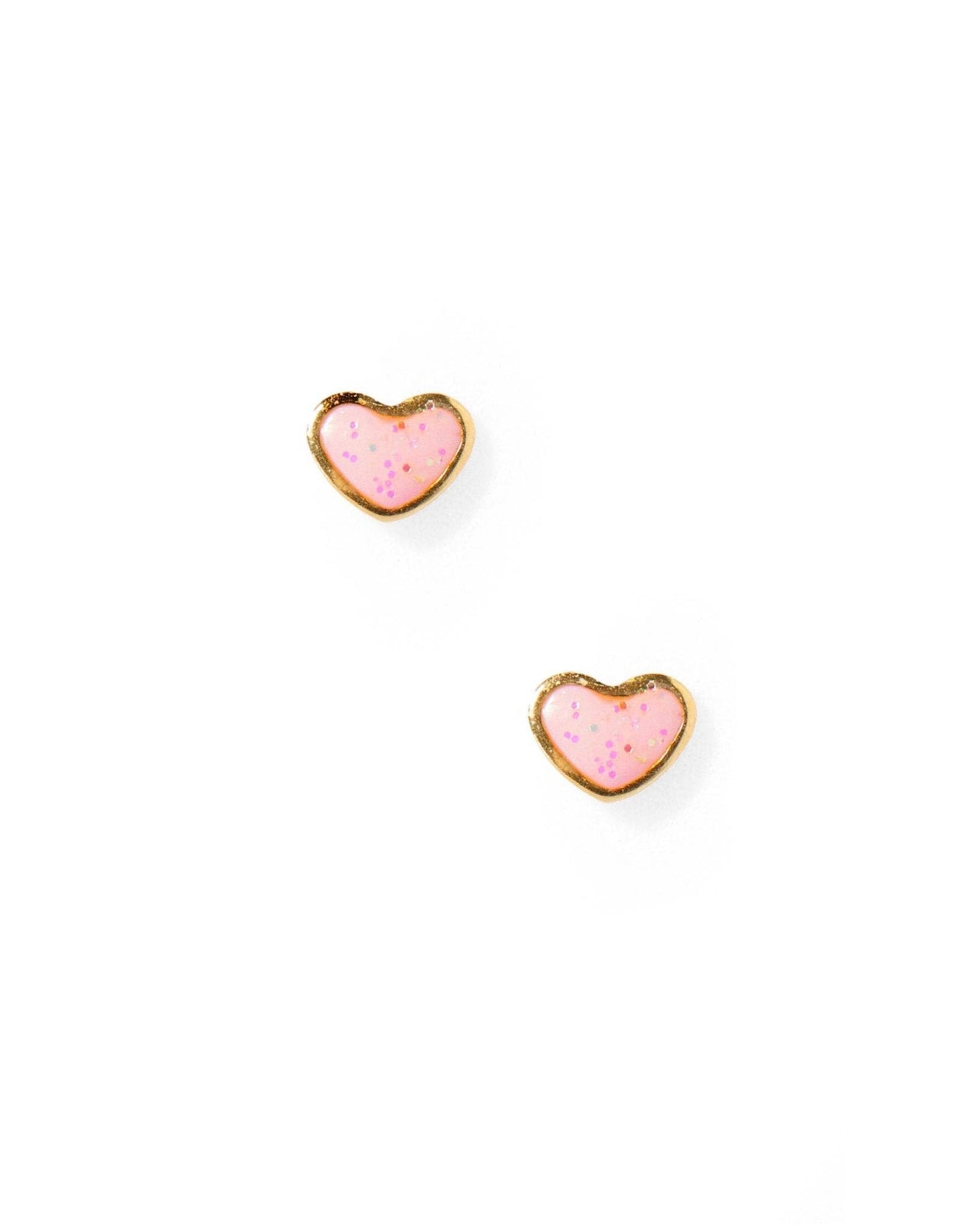 Nora Heart Pink Screwback Stud Earrings