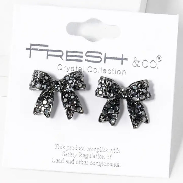 Rhinestone Bow Shape Post Earrings