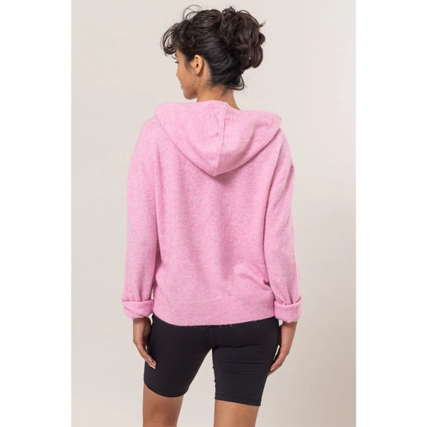 Rose Pink Drawstring Caleigh Hoodie Sweater