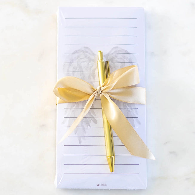 White & Gold Wings of Peace Notepad Gift Set