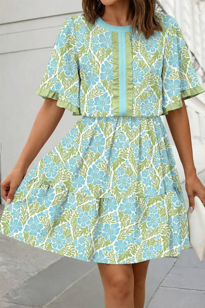 Green & Blue Lagoon Floral Dress