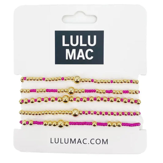 Lulu Mac Hot Pink & Gold Bracelet Set