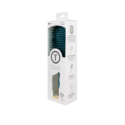 TELETIE Boar Bristle Hair Brush | Teal With It