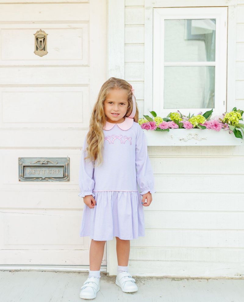 Trotter Street Purple Stripe Bows Dress