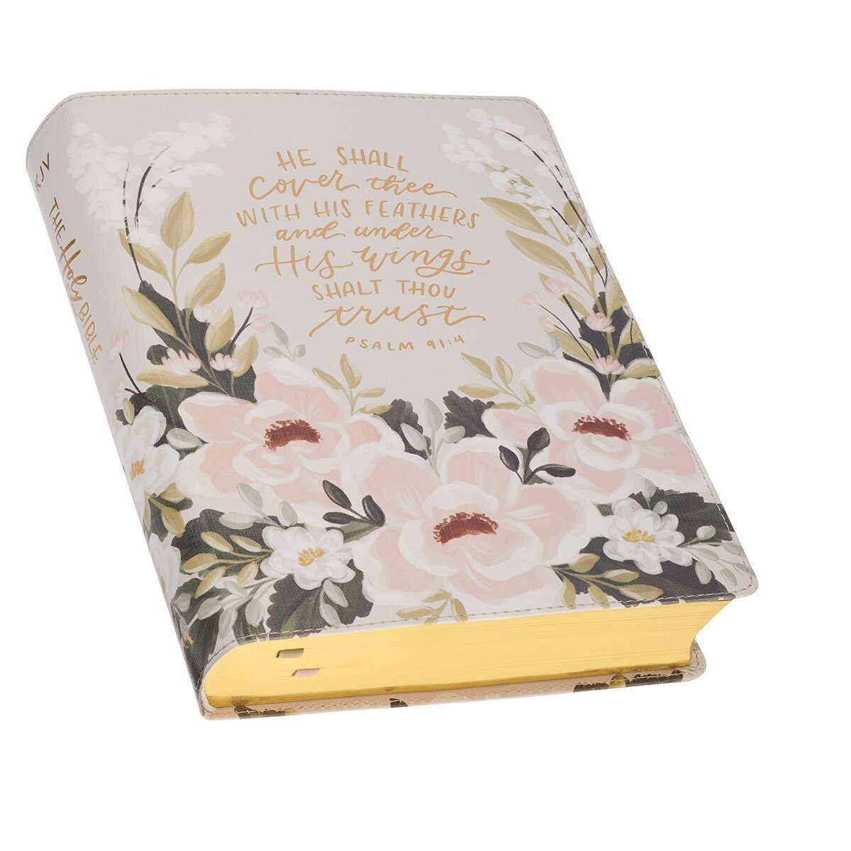 Floral Printed Ps 91:4 Faux Leather KJV Note-taking Bible