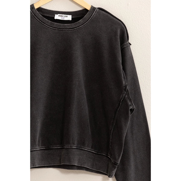 Black Drop Shoulder Zoey Crewneck Sweatshirt