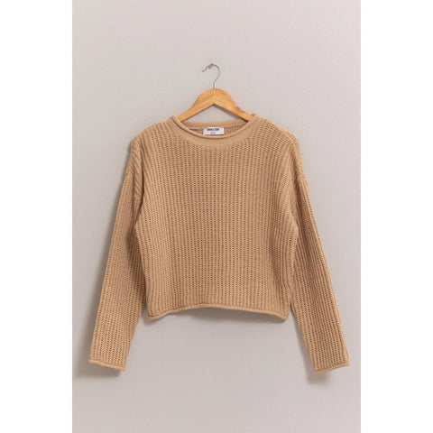 Taupe Aria Rolled Edge Sweater