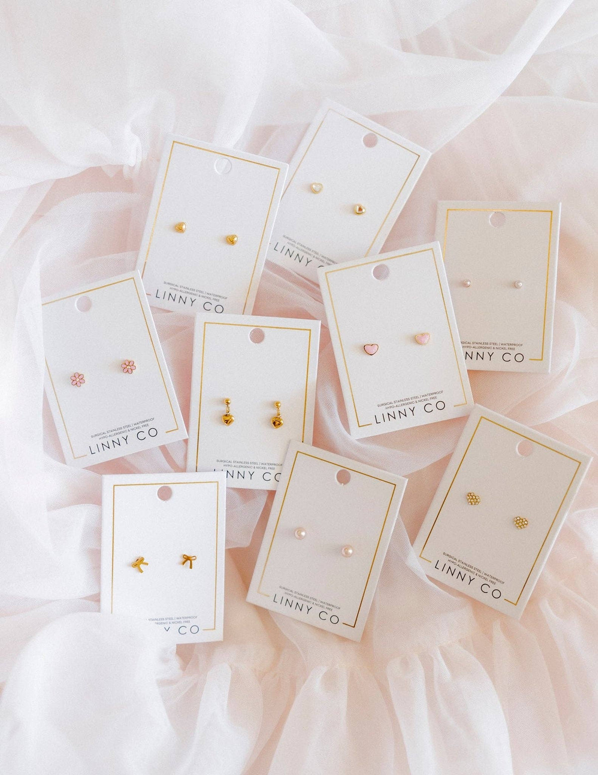 Nora Heart Pink Screwback Stud Earrings