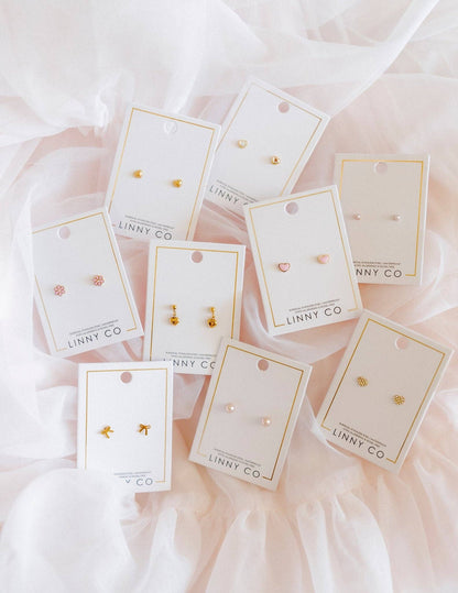 Nora Heart Pink Screwback Stud Earrings