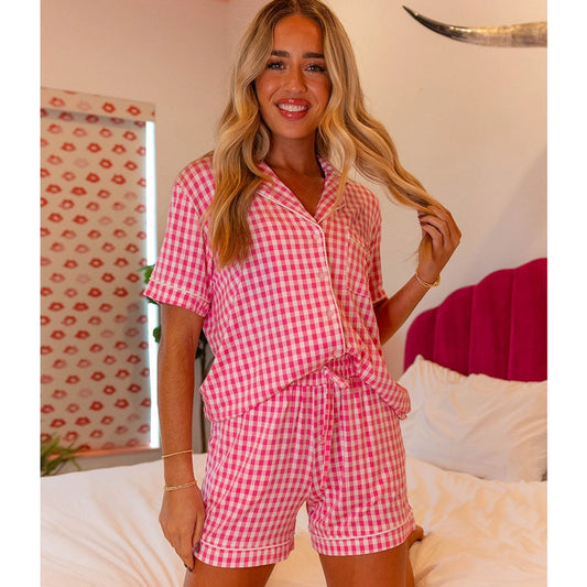 Lulu Mac Pink Gingham Pj Short Set