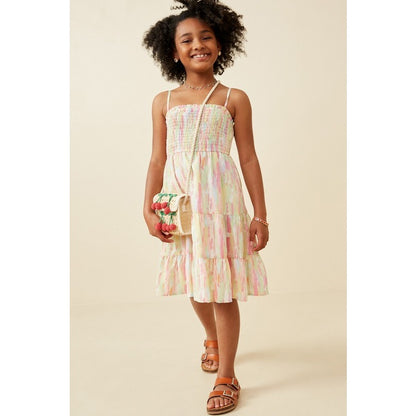 Youth Watercolor Smocked Tiered Tank Dress