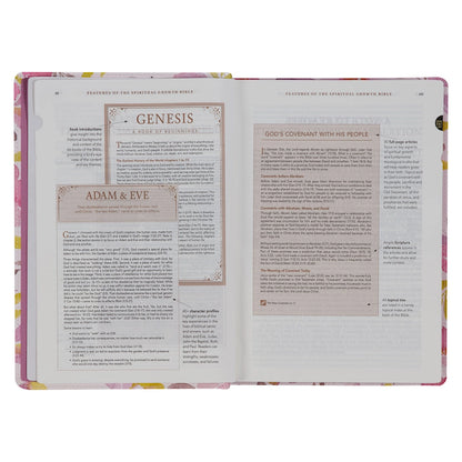 Pink Floral Spiritual Growth NLT Bible
