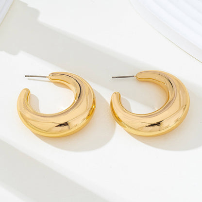 Tapered Gold-Tone Crescent Hoop Earrings