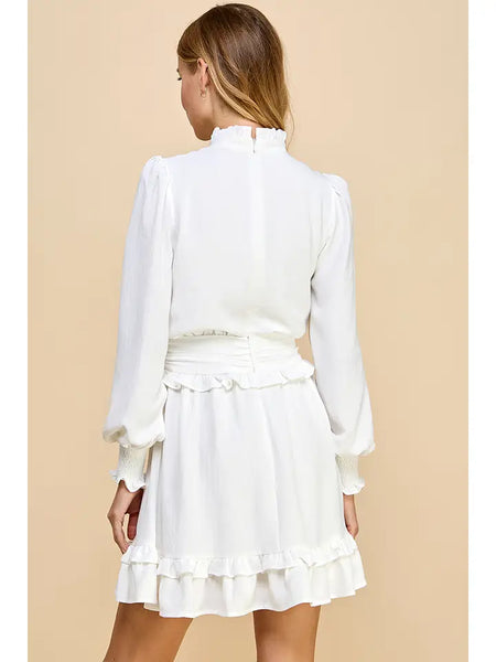 White Cinched Waist Adeline Dress