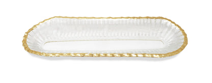 Gold Rim Glass Oval Tray