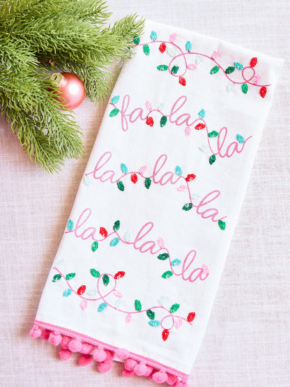 Fa La La Sequin Pom Tea Towel