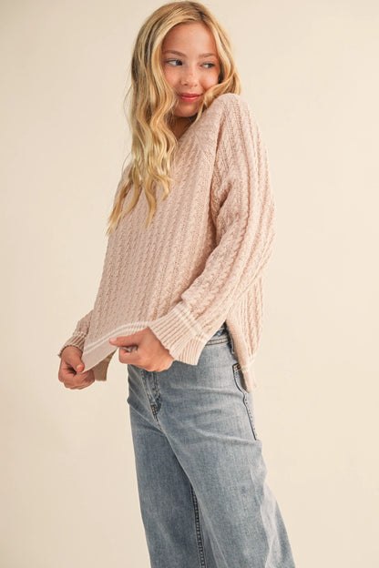 Tween Blush Beige V-Neck Sweater