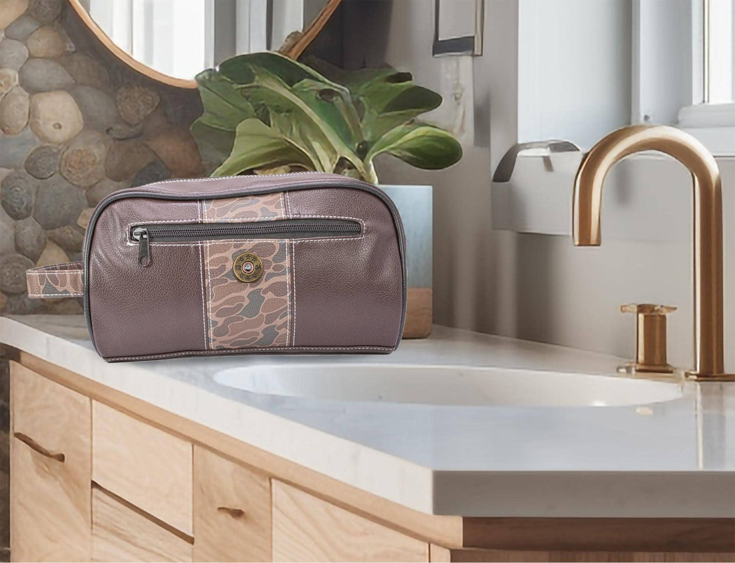 Brown & Tan Shot Shell Camo Dopp Bag