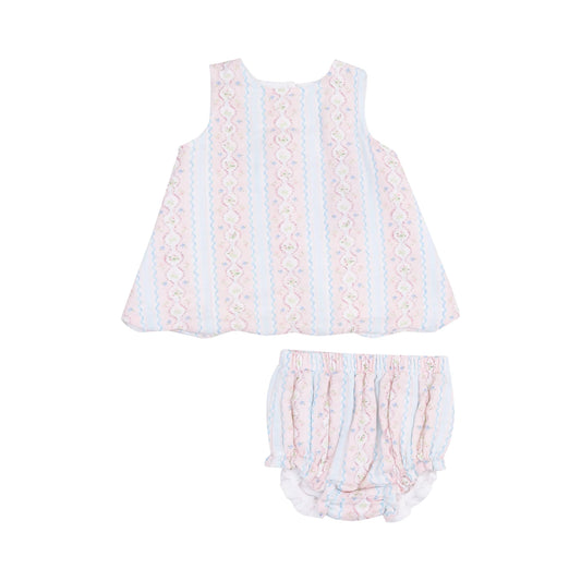 Angel Dear Ogee Floral Scallop Open-Back Top & Bloomer