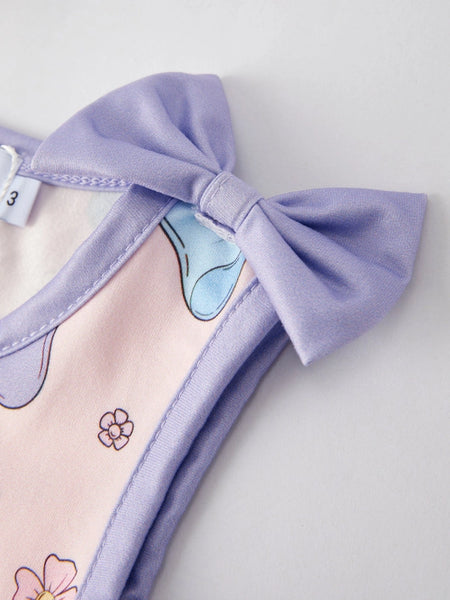 Youth Purple Bow Sleeveless Vest Top & Shorts Set