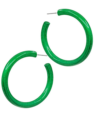 Green Metallic Coated Hoop Earrings