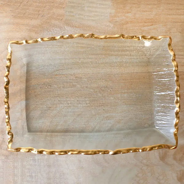 Gold & Clear Seward Rectangle Serving Tray