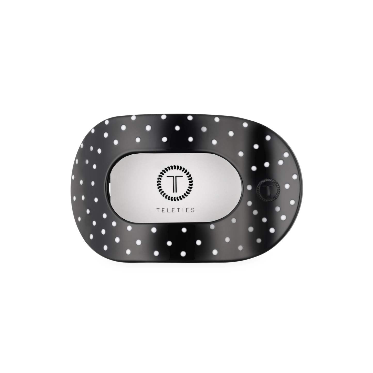 Round Flat TELETIE Clip | Medium | Black Polka Dot Party