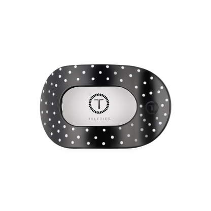 Round Flat TELETIE Clip | Medium | Black Polka Dot Party