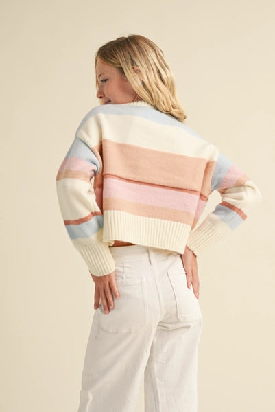 Tween Cream Multi Striped Sweater