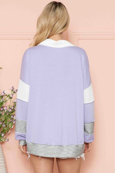 Lilac Stripe & Color Block Contrast Eden Top