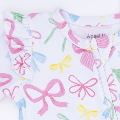 Angel Dear Sweet Bows 2-Way Ruffle Zipper Footie
