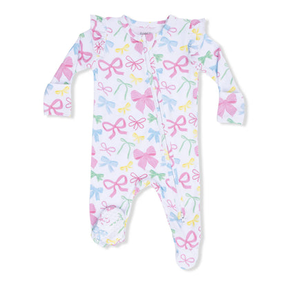 Angel Dear Sweet Bows 2-Way Ruffle Zipper Footie