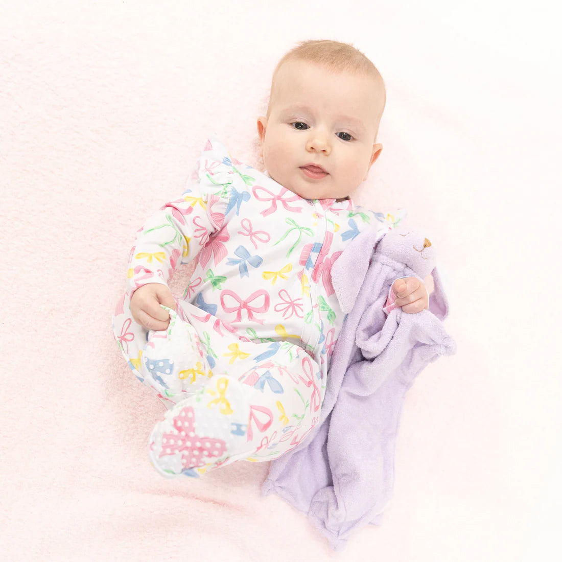 Angel Dear Sweet Bows 2-Way Ruffle Zipper Footie