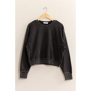 Black Drop Shoulder Zoey Crewneck Sweatshirt