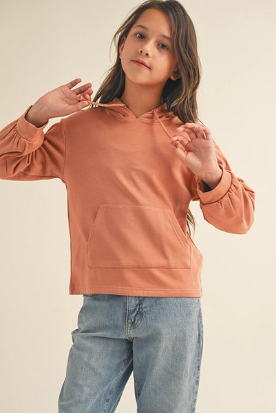 Tween Salmon Hooded Pocket Sweater