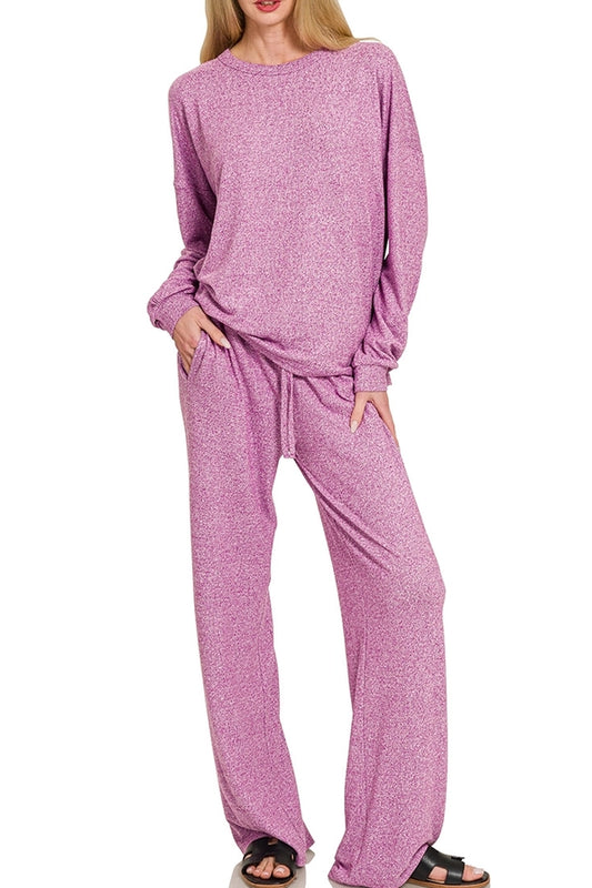 Light Plum Kyla Hacci Long Sleeve Tee & Pants Set