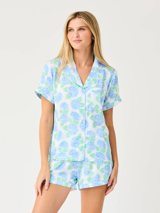 Summerfair Blue Charlotte Satin Shorts Set