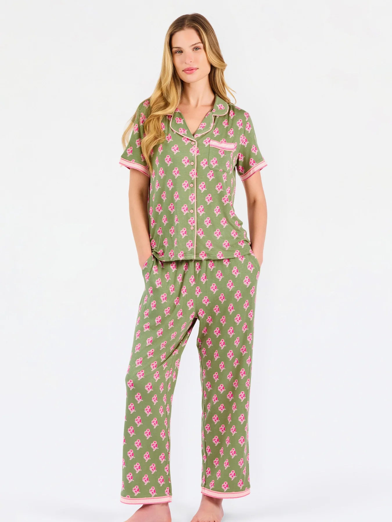 Petal Sketch Olive Charlotte Pants Set
