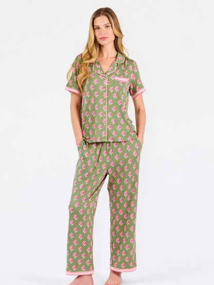 Petal Sketch Olive Charlotte Pants Set