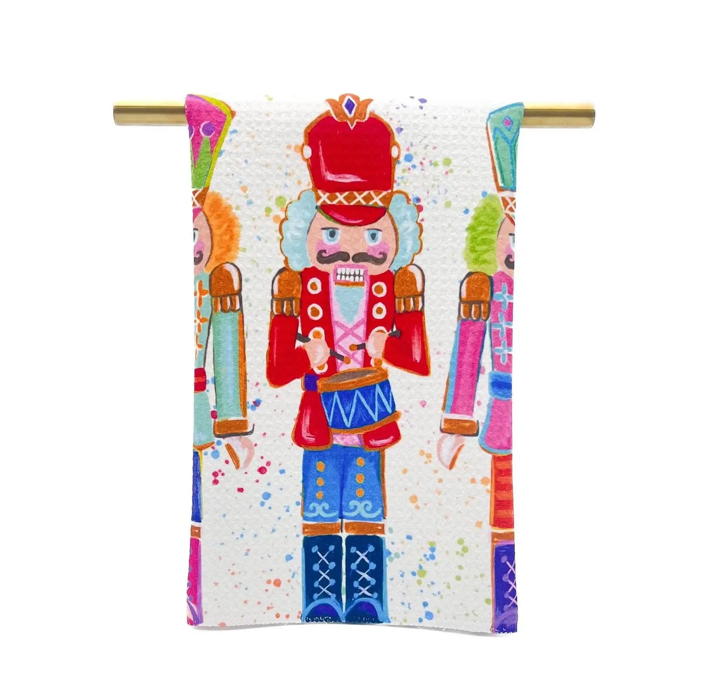 Colorful Nutcrackers Gold Foil Tea Towel