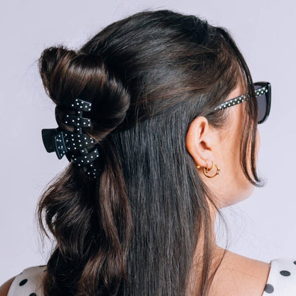 Medium Classic Black Polka Dot Party TELETIE Clip