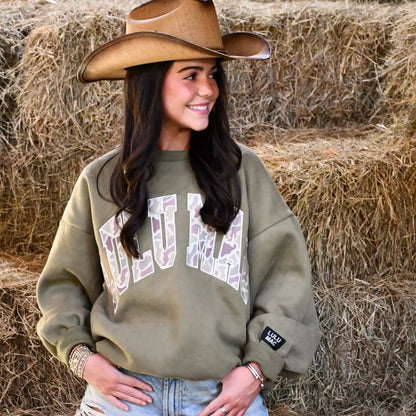 Lulu Mac Green Camo Monogram Sweatshirt