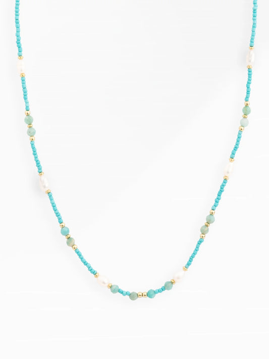 Blue Jasmine Beaded Necklace