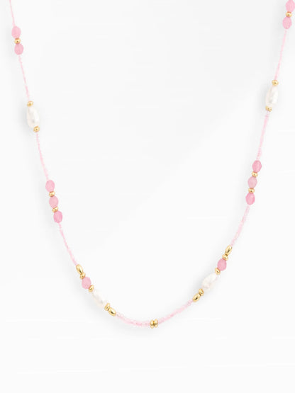 Pink Jasmine Beaded Necklace