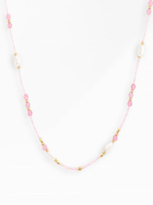 Pink Jasmine Beaded Necklace