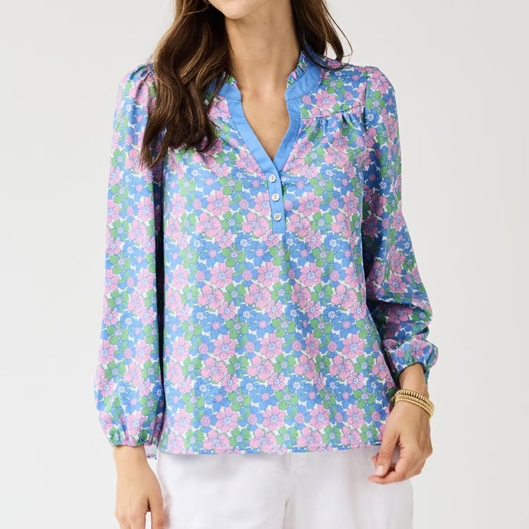 Blue Vintage Posies Gianna Top