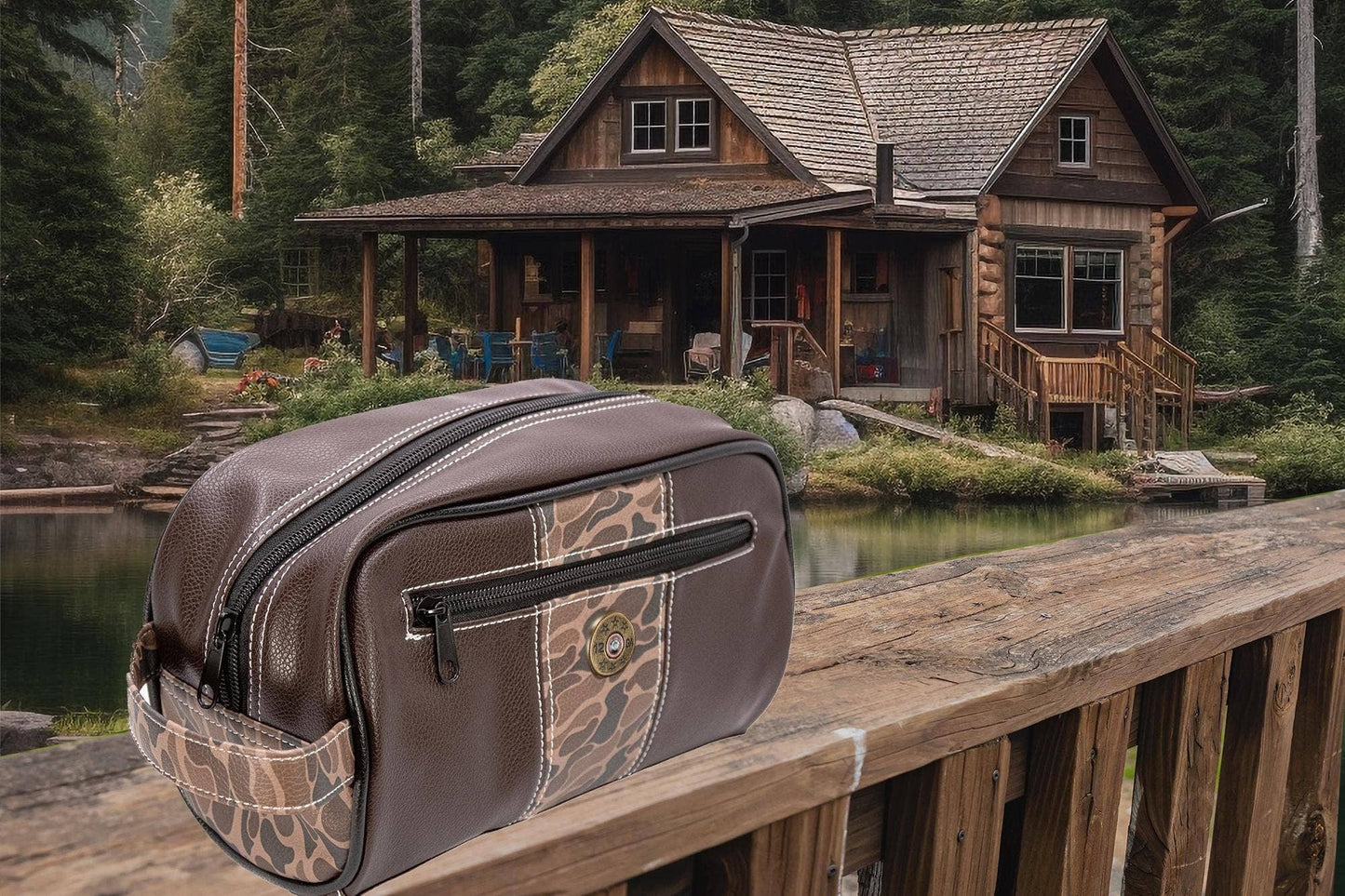 Green & Grey Shot Shell Camo Dopp Bag