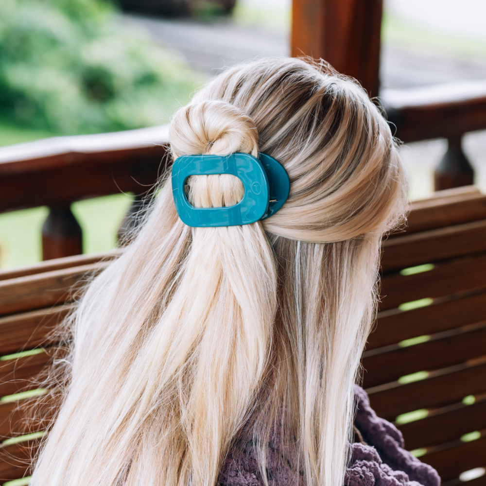 Round Flat TELETIE Clip | Medium | Teal With It