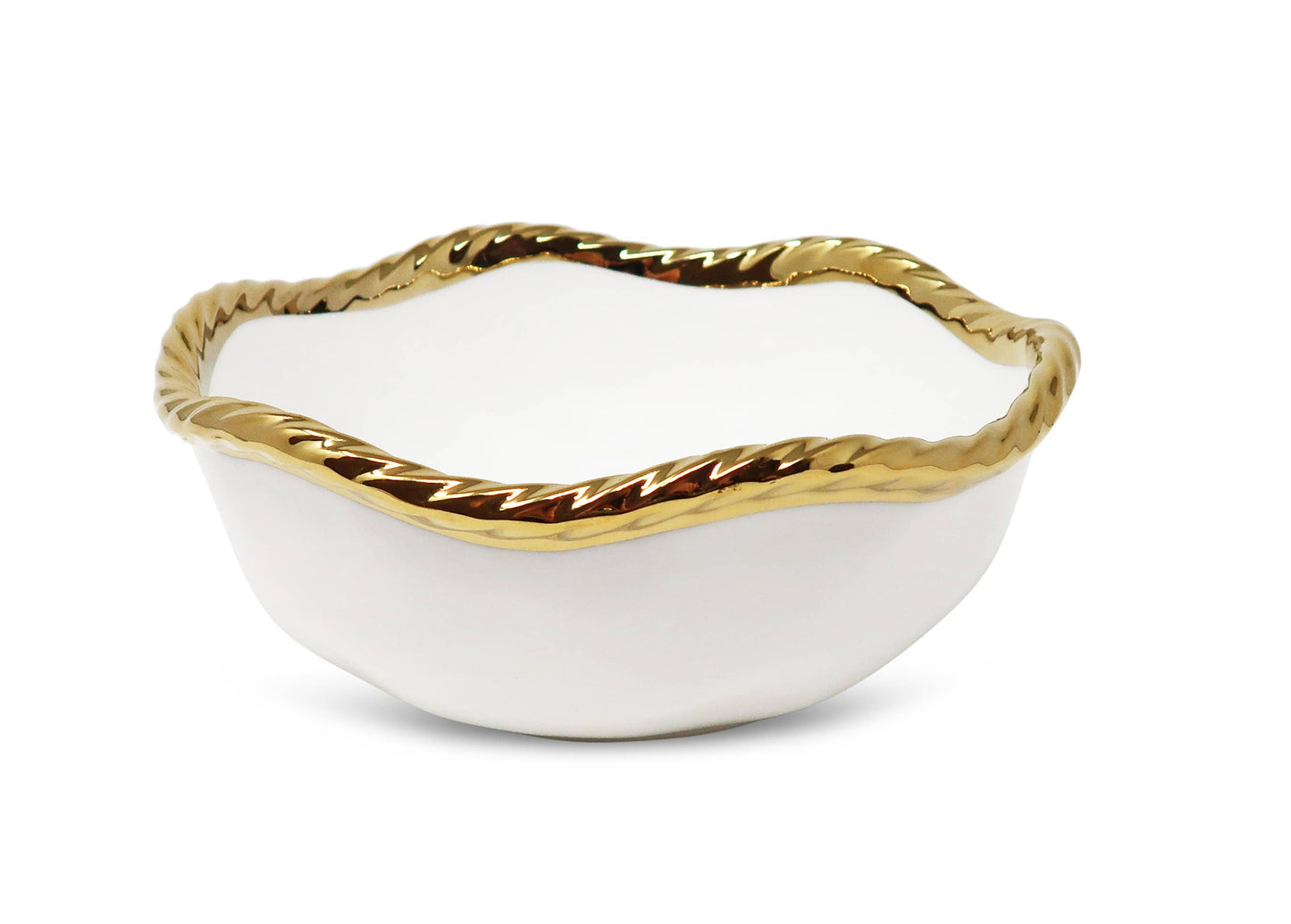 White Soup Bowls New Bone China with Gold Rope Edge